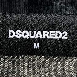 Pre Owned Dsquared2 Black Metallic Logo Printed Cotton Crewneck T-Shirt M