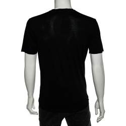 Pre Owned Dsquared2 Black Metallic Logo Printed Cotton Crewneck T-Shirt M