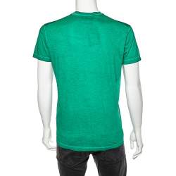 Dsquared2 Green Washed Out Effect Cotton Logo Icon Detail Crewneck T-Shirt M