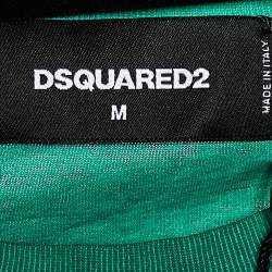 Dsquared2 Green Washed Out Effect Cotton Logo Icon Detail Crewneck T-Shirt M