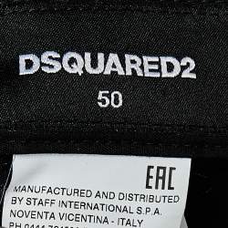 Pre Owned Dsquared2 Navy Blue Denim Double Waist Contrast Trim Distressed Jeans L