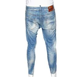 Dsquared2 Blue Denim Painted Dots Distressed Cool Guy Jeans XL