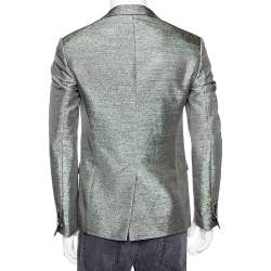 Dsquared2 Metallic Lurex Satin Trim Detailed Single Breasted Blazer L