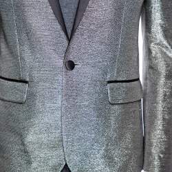 Dsquared2 Metallic Lurex Satin Trim Detailed Single Breasted Blazer L