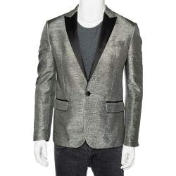 Dsquared2 Metallic Lurex Satin Trim Detailed Single Breasted Blazer L