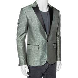Dsquared2 Metallic Lurex Satin Trim Detailed Single Breasted Blazer L