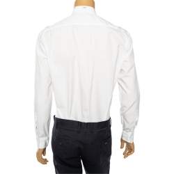 Dsquared2 White & Blue Printed Cotton Button Front Shirt M