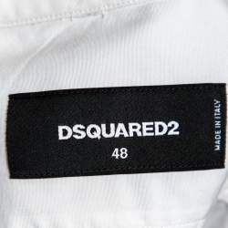 Dsquared2 White & Blue Printed Cotton Button Front Shirt M