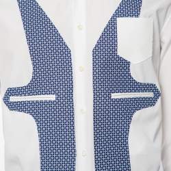 Dsquared2 White & Blue Printed Cotton Button Front Shirt M