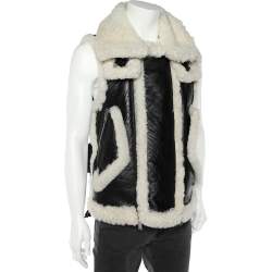 Dsquared2 Black Synthetic Fur Trim Detail Sleeveless Vest XS