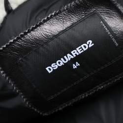 Dsquared2 Black Synthetic Fur Trim Detail Sleeveless Vest XS