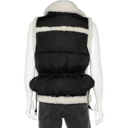 Dsquared2 Black Synthetic Fur Trim Detail Sleeveless Vest XS