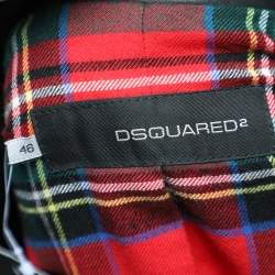 Dsquared2 Grey Wool & Black Leather Trim Biker Jacket S