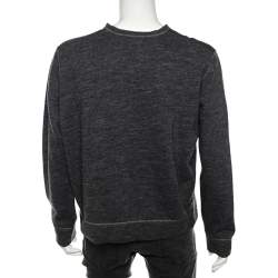 Dsquared2 Grey Wool Logo Embossed Long Sleeve Sweatshirt XL