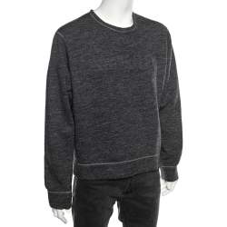 Dsquared2 Grey Wool Logo Embossed Long Sleeve Sweatshirt XL