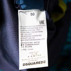Pre Owned Dsquared2 Blue Jacquard & Silk Trimmed Single Breasted Blazer L 