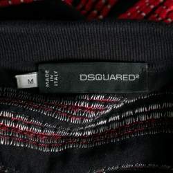 Pre Owned Dsquared2 Bicolor Textured Striped Detail Short Sleeve Polo T-Shirt M