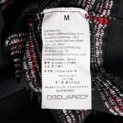 Pre Owned Dsquared2 Bicolor Textured Striped Detail Short Sleeve Polo T-Shirt M