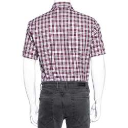 Pre Owned Dsquared2 Red Checkered Cotton Button Front Shirt L