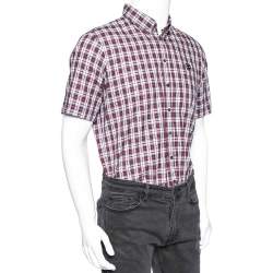 Pre Owned Dsquared2 Red Checkered Cotton Button Front Shirt L