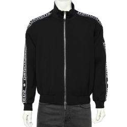 Dsquared2 Black Wool Logo Band Detail Zip Front Jacket L