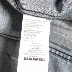 Pre Owned Dsquared2 Navy Blue Distressed Denim Paint Spotted Dan Jacket XXL