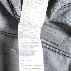 Pre Owned Dsquared2 Navy Blue Distressed Denim Paint Spotted Dan Jacket XXL