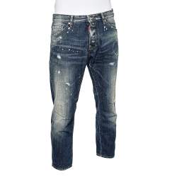 Pre Owned Dsquared2 Blue Denim Distressed Cool Guy Jeans M