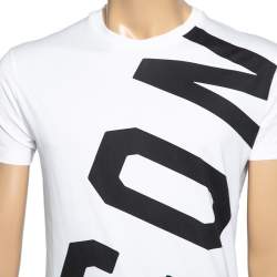 Pre Owned Dsquared2 White Icon Print Cotton Chic Dan Fit T-Shirt M 