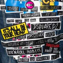 Dsquared2 Blue Printed Distressed Denim Classic Jean Jacket L