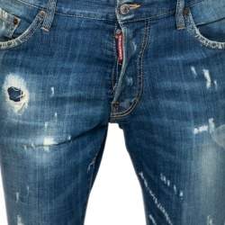 Pre Owned Dsquared2 Blue Distressed Denim Ripped Jeans M