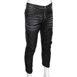 Pre Owned Dsquared2 Grey Distressed Denim Jeans XL
