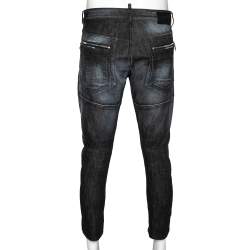 Pre Owned Dsquared2 Grey Distressed Denim Jeans XL