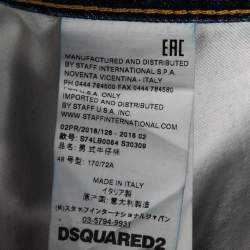 Pre Owned Dsquared2 Blue Denim Ripped Painted Distressed Jeans M
