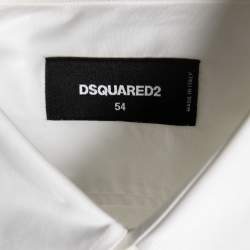 Pre Owned Dsquared2 White Cotton Zip Detail Button Front Shirt XXL
