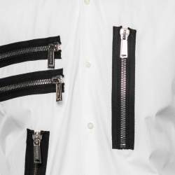 Pre Owned Dsquared2 White Cotton Zip Detail Button Front Shirt XXL