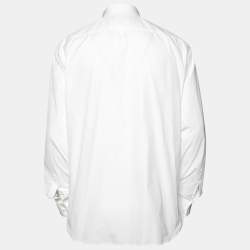 Pre Owned Dsquared2 White Cotton Zip Detail Button Front Shirt XXL