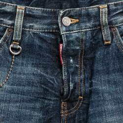Dsquared2 Navy Blue Cotton Distressed Jeans S