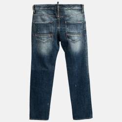 Dsquared2 Navy Blue Cotton Distressed Jeans S