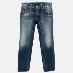 Dsquared2 Navy Blue Cotton Distressed Jeans S
