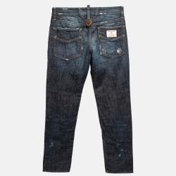 Pre Owned Dsquared2 Navy Blue Cotton Distressed Jeans S