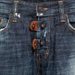 Pre Owned Dsquared2 Navy Blue Cotton Distressed Jeans S