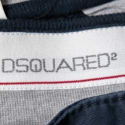 Pre Owned Dsquared2 Navy Blue Cotton & Rib Knit Inset Shorts M