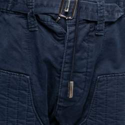 Pre Owned Dsquared2 Navy Blue Cotton & Rib Knit Inset Shorts M