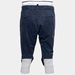 Pre Owned Dsquared2 Navy Blue Cotton & Rib Knit Inset Shorts M