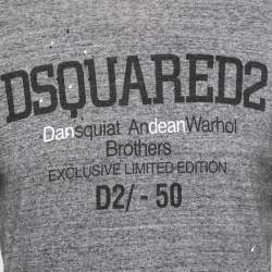 Pre Owned Dsquared2 Grey Logo Print Cotton New Tight Hetero Guy Fit T-Shirt S