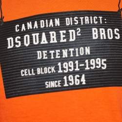 Pre Owned Dsquared2 Orange Pigment Dyed Jersey Detention T-Shirt M