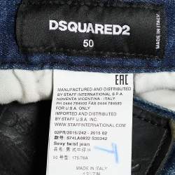 Pre Owned Dsquared2 Indigo Distressed Denim Paint Splatter Twist Jeans Waist L