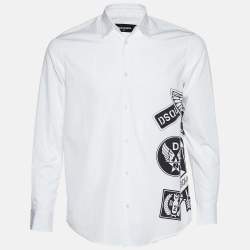 Dsquared2 White Cotton Logo Print Button Front Shirt XS