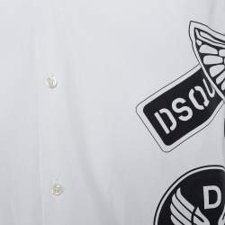 Dsquared2 White Cotton Logo Print Button Front Shirt XS